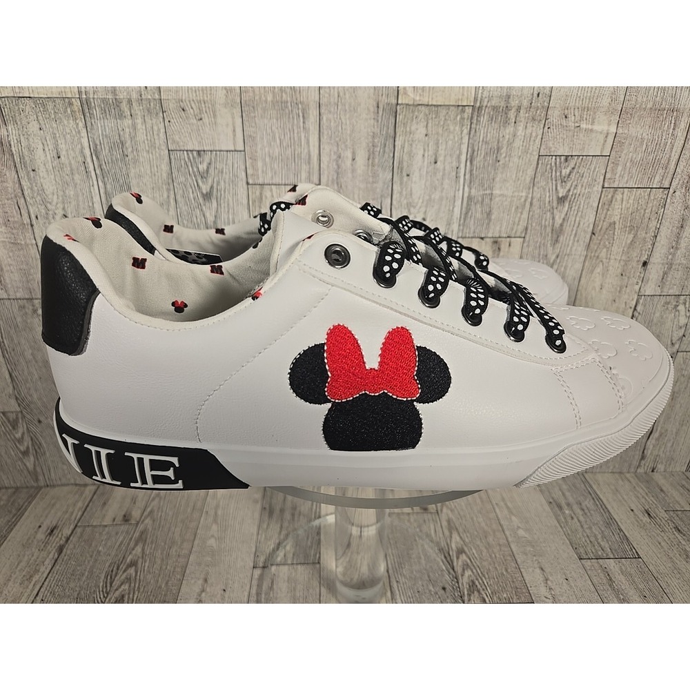 GroundUp Minnie Mouse Tennis Shoes 10 Womens White Lace Up Disney Low Top Court